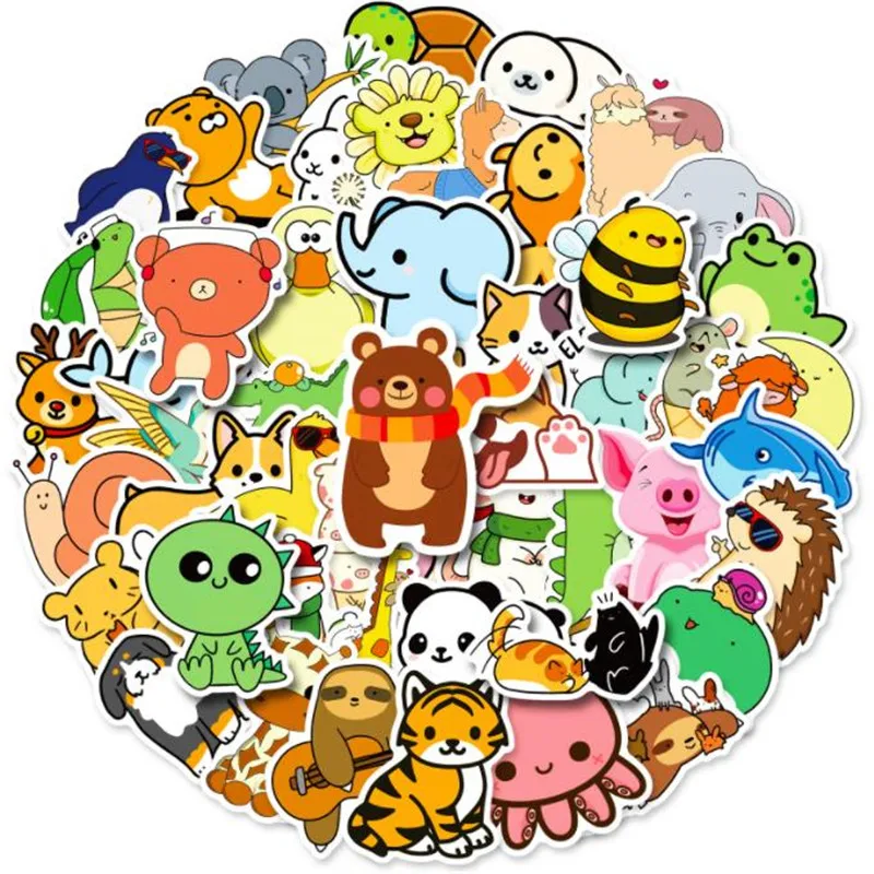 

Fashion Cute Animal Style 50Pcs Vinyl Stickers DIY Box Laptop Phone Skateboard Helmet Car Luggage Cup Guitar Bicycle Wall