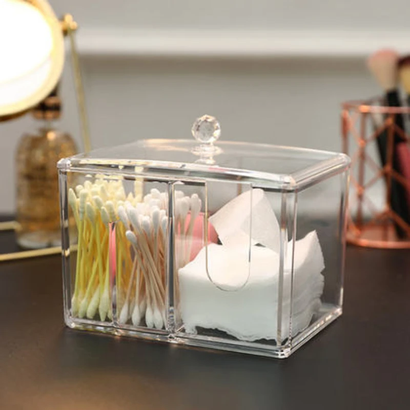 Прозрачная акриловая коробка для ватных палочек портативная хранения