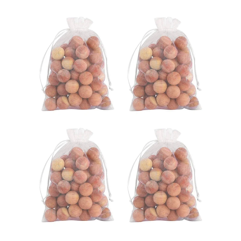 

Hot YO-Cedar Balls For Closets And Drawers Natural Cedar Balls For Clothes Storage 96Pcs With 4 Satin Bags