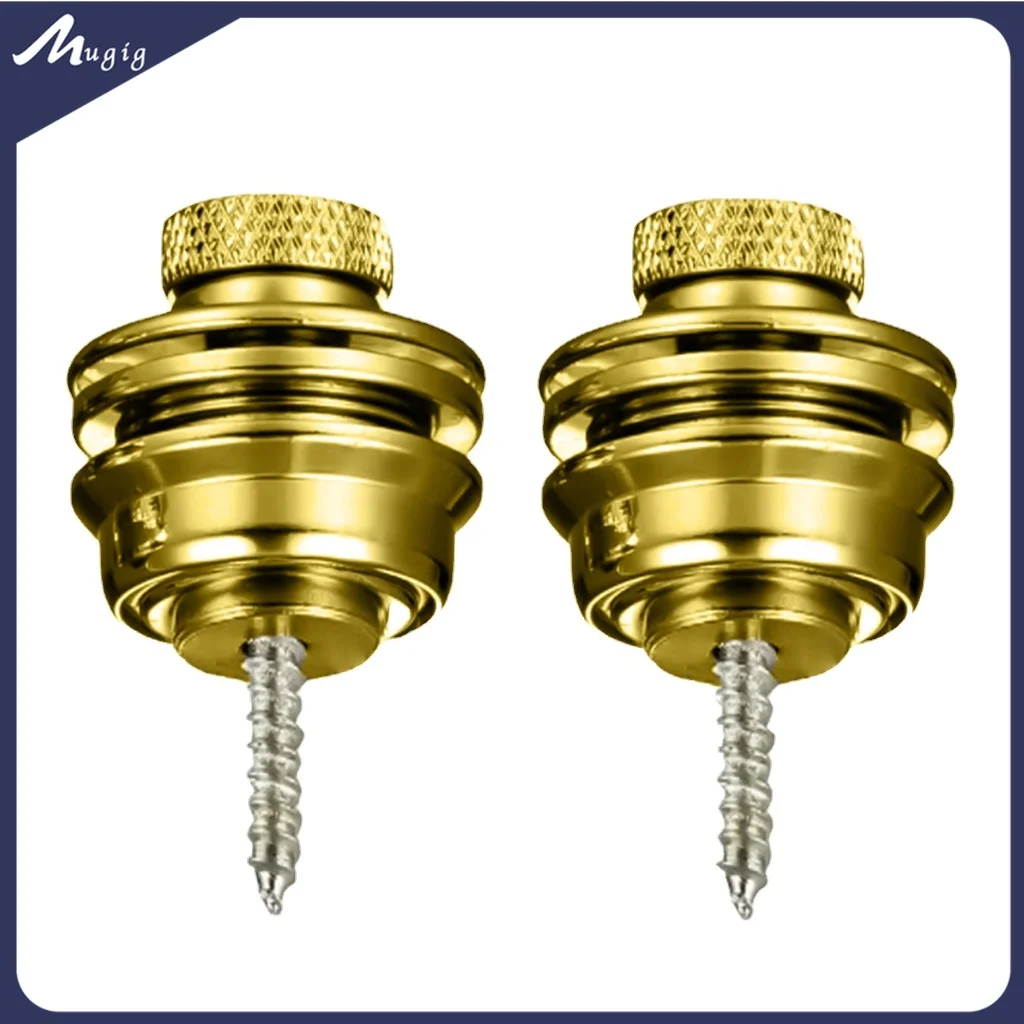 

Mugig 2PCS Electric Guitar Bass Skidproof Strap Locks Flat Head Strap Button Pins End Golden Plated Guitarra Parts Accessories