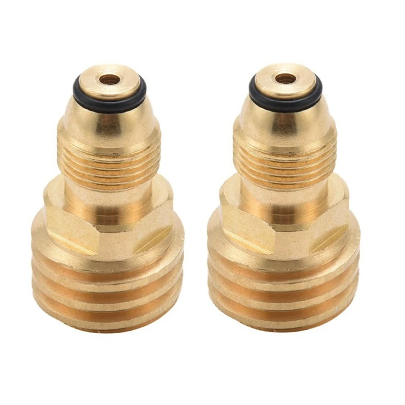 

2Pcs Propane Gas Adapter Converts POL LP Tank Service Valve To QCC1/Type1 Outlet Brass Adapter