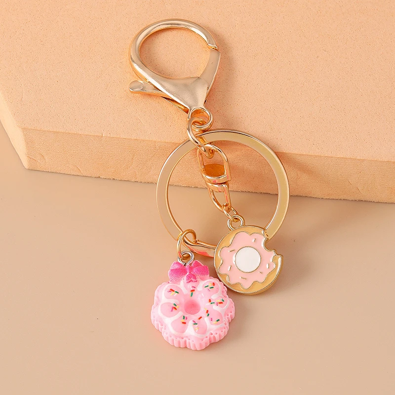 Милый брелок с фруктами клубникой лимоном эмалью едой пончиком жареным яйцом