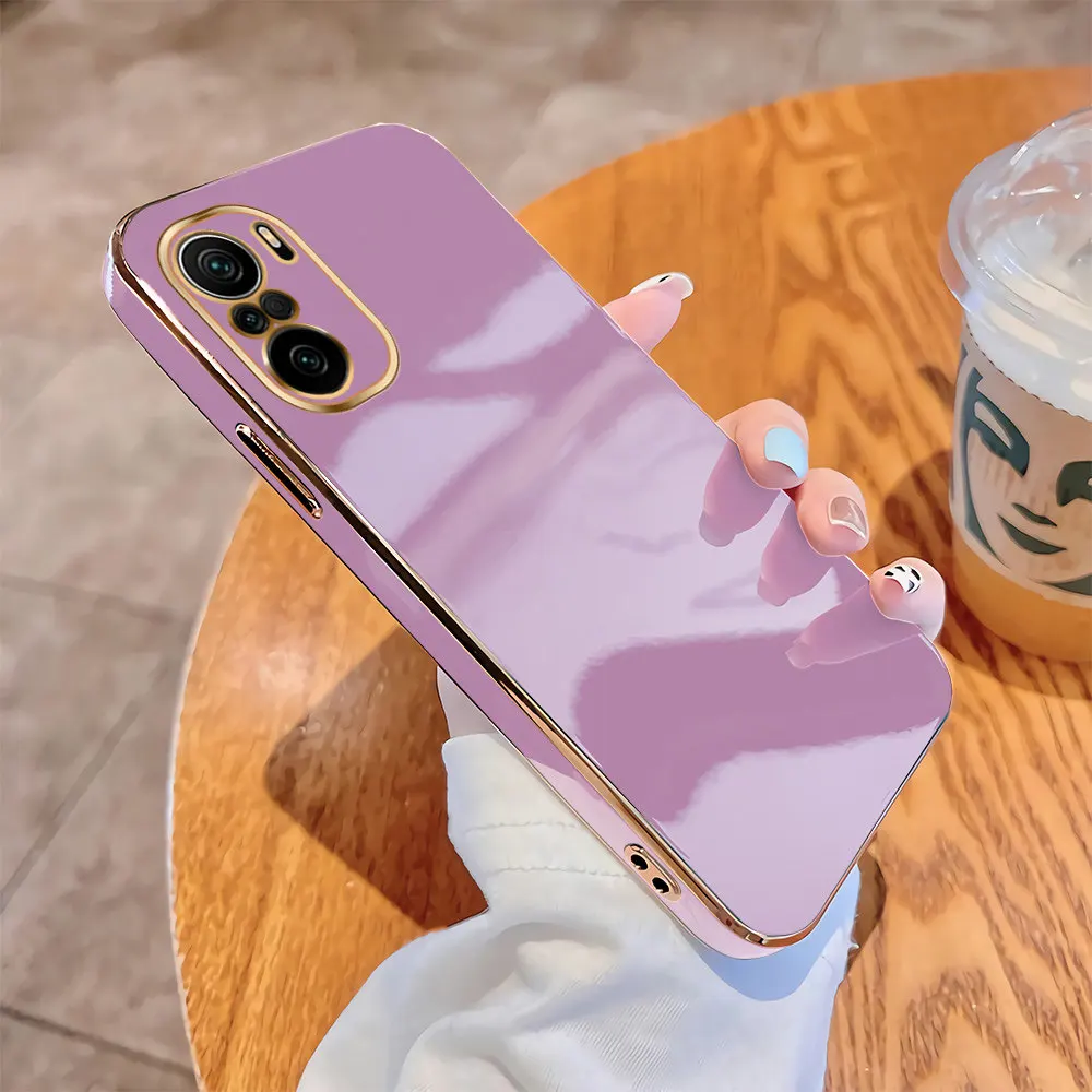 

For Xiaomi Redmi K40 Pro Plus Mi Poco F3 Soft Original Square Cases Luxury Plating Soft TPU Cover Shockproof Case
