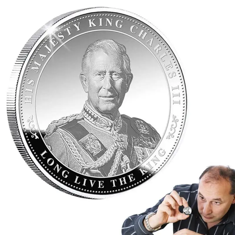 

The King Of England Charles III Silver Plated Commemorative Coin Set In Holder Uk Royal Challenge Coins Keychain Souvenir Gift