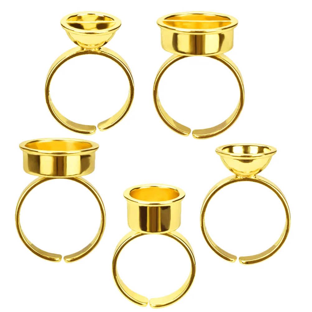 

5 Pcs Pigment Cups Plastic Tattoo Tattooing Stainless Steel Rings Work Glue