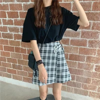 2021 new one piece plaid wrap skirt women summer korean female high waist mini skirt preppy style y2k indie a line short skirts