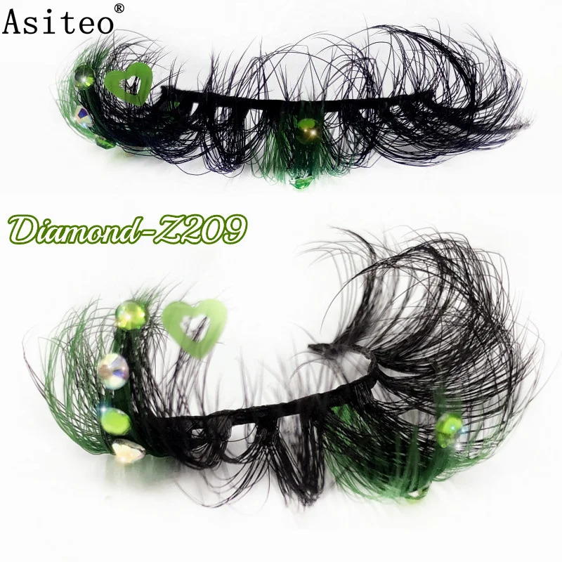 

Asiteo 20MM Faux Mink Color Diamond Butterfly Flower Eyelashes Fluffy Wispy Thick Blue Pink Red Bulk Wholesale False Lashes
