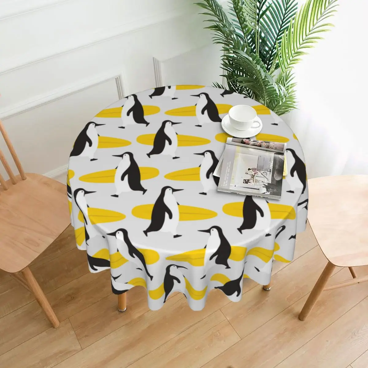 

Table Cloth Funny Penguin Surfs The Surfboard Tablecloth Bedroom Dormitory Dressing Table Mat Round Tablecloth Desk Decor