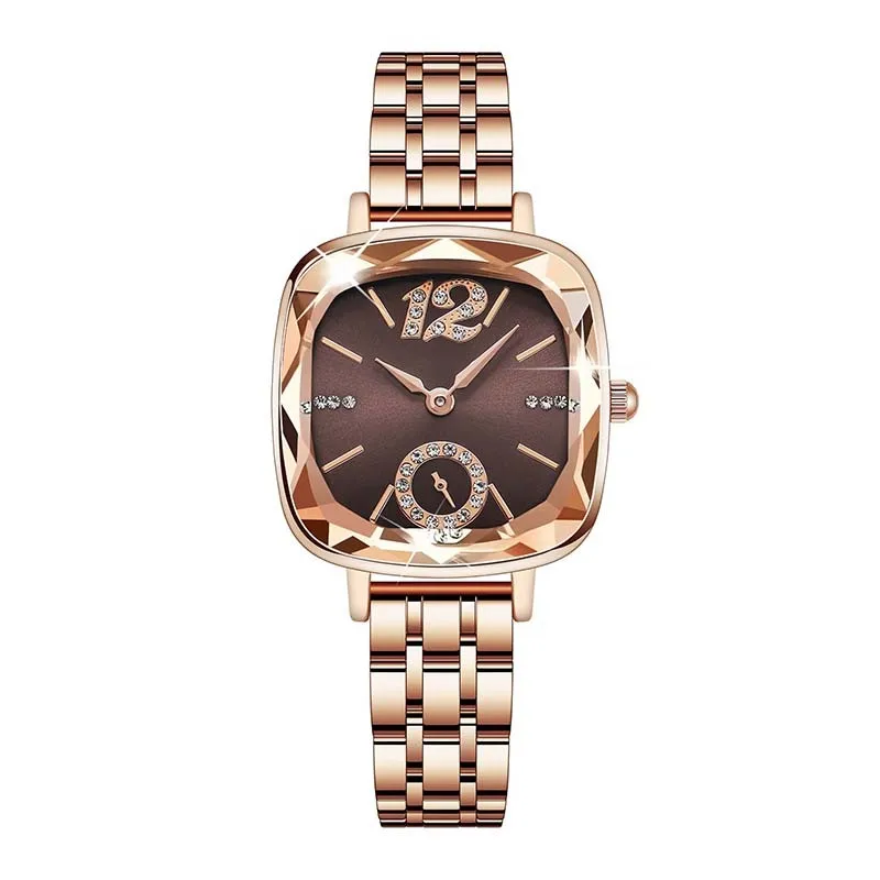 High Quality Cut Glass Square Dial With Diamond Inlaid Waterproof Women's Watch, A Great Gift For Elites