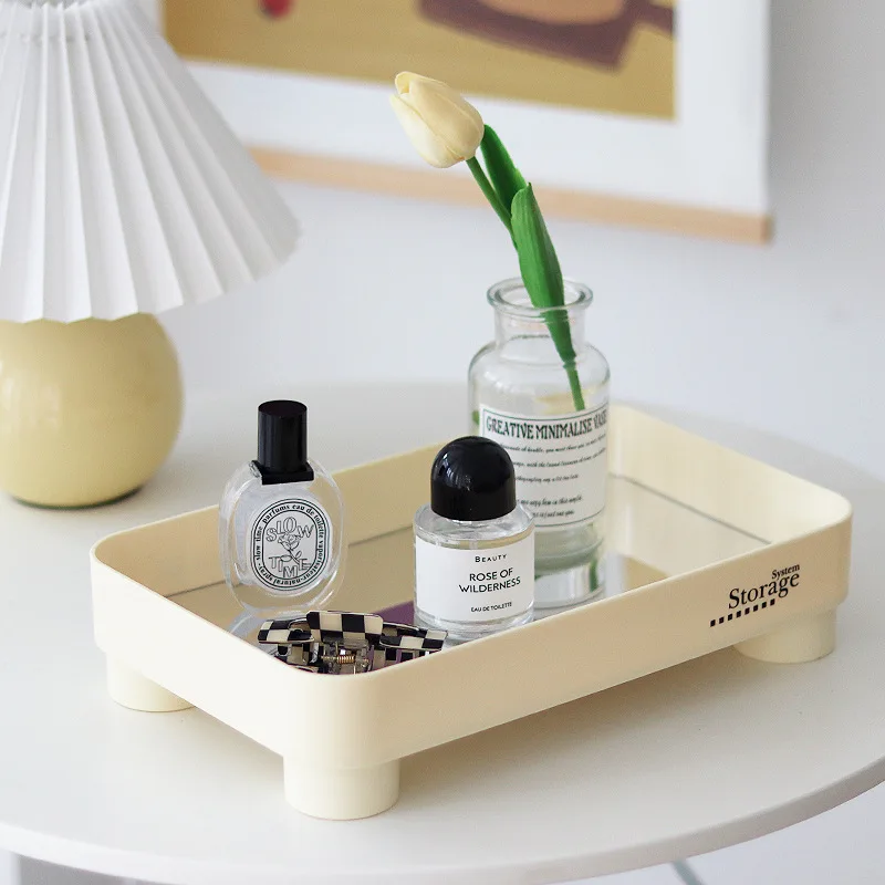 

Fashion Mirror Square Storage Tray Jewelry Storage Cup Perfume Small Object Storage Tray Home Decoration