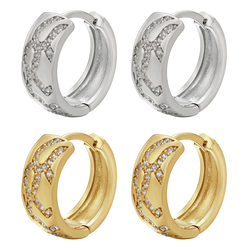 

ZHUKOU Round Hoop earrings Classic elegant Cubic Zirconia women big hoop Earrings lady dinner earrings Jewelry Wholesale VE684