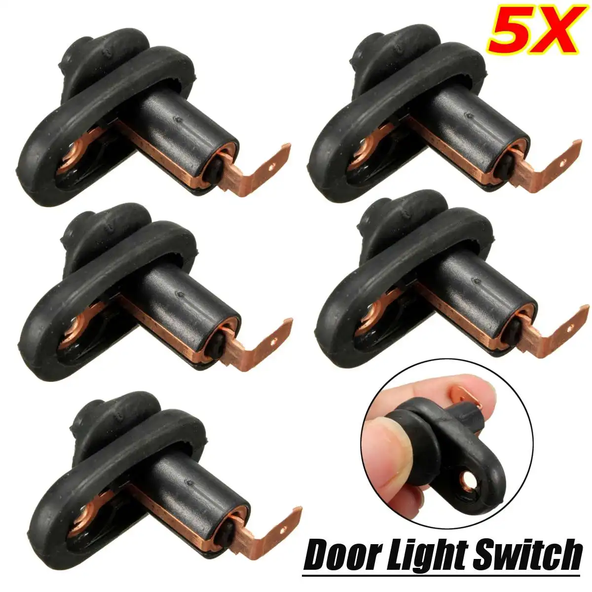 

5 pieces Black Door Lamp Light Switch Mounting Interior Door Courtesy Light Button for Car