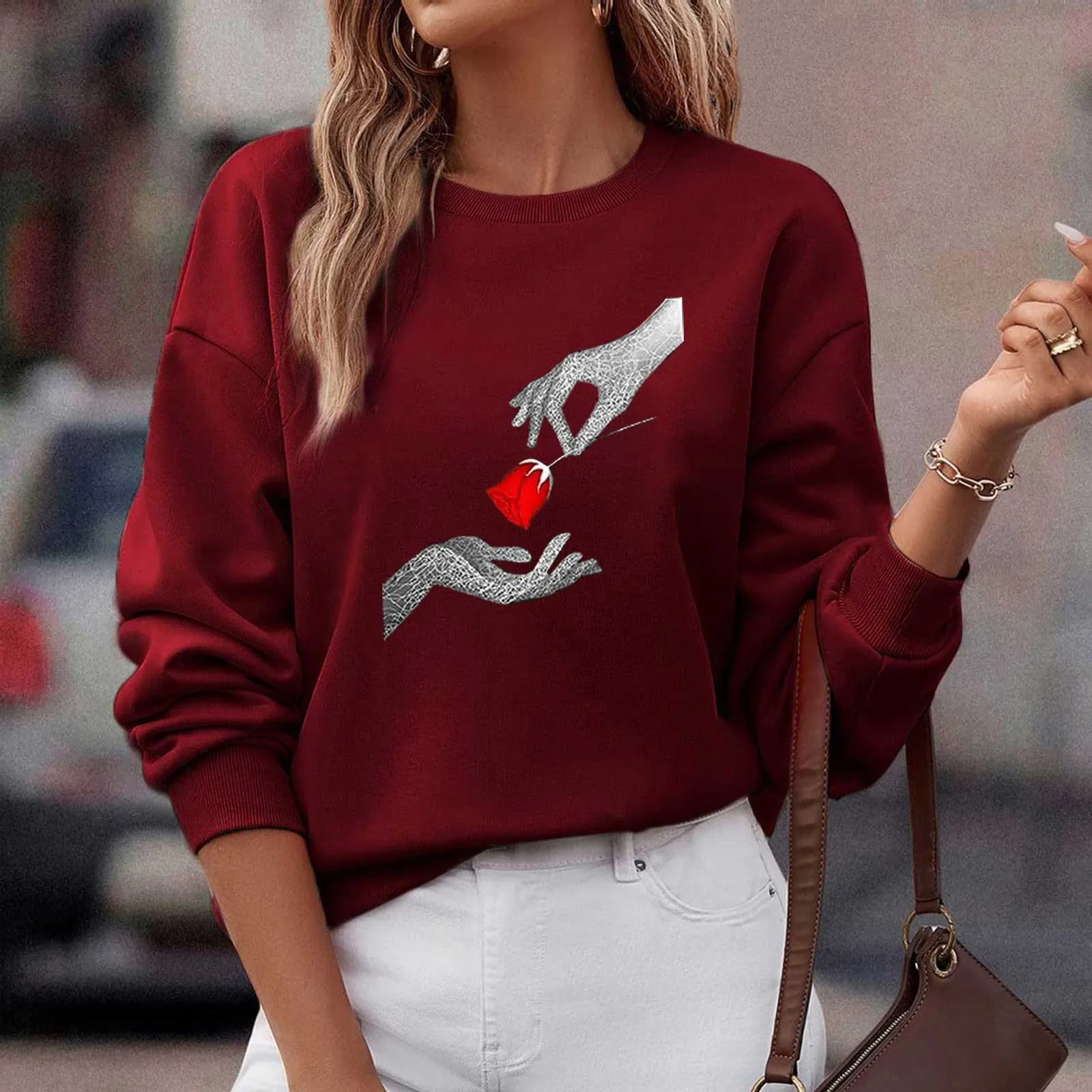 

Women Casual Long Sleeve Graphic Sweatshirts Tee Shirts Crew Neck Pullover Tops For Women Pullovers Female Sweatshirts