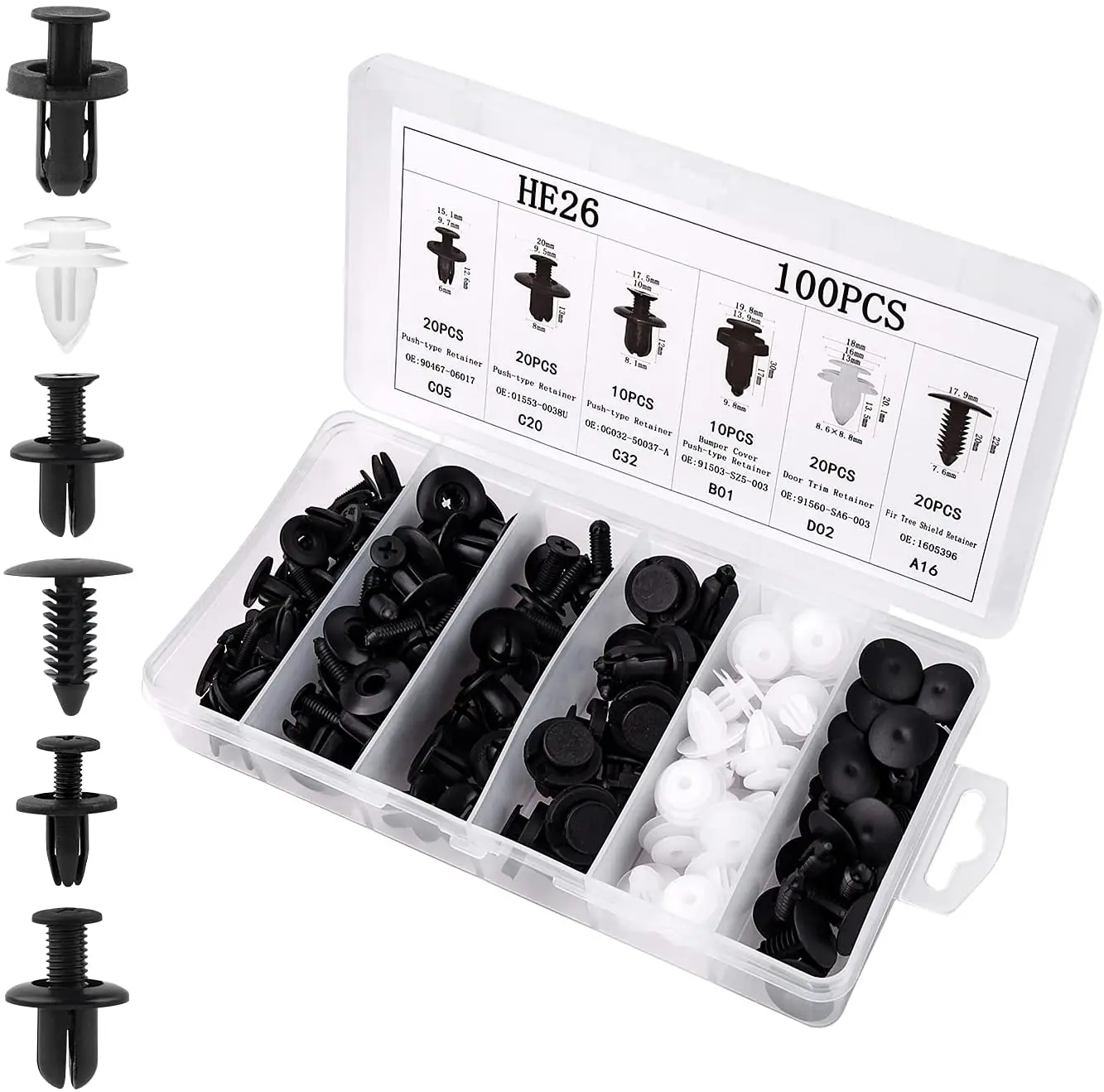100pcs car Panel Retainer Fastener Mixed clips Pin Rivet for Kia K2 Rio KX CROSS CEED Forte Stonic Seltos Niro XCEED KX3 K - купить по