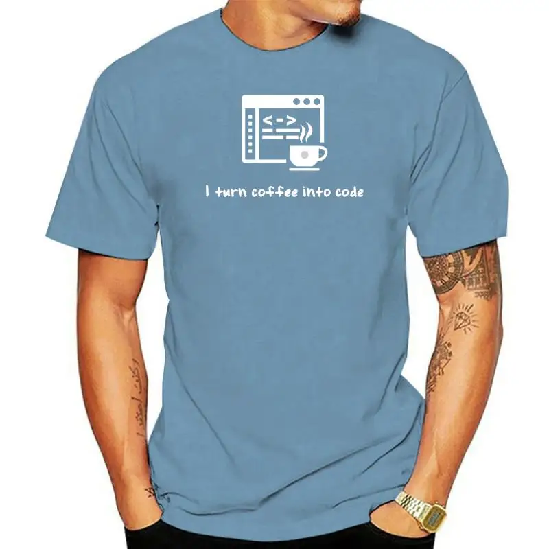 

Science Project Programmer IT Men Tshirt I Turn Coffee Into Code MasterCam Program Faddish Breathable Cotton Streetwear T Shirt