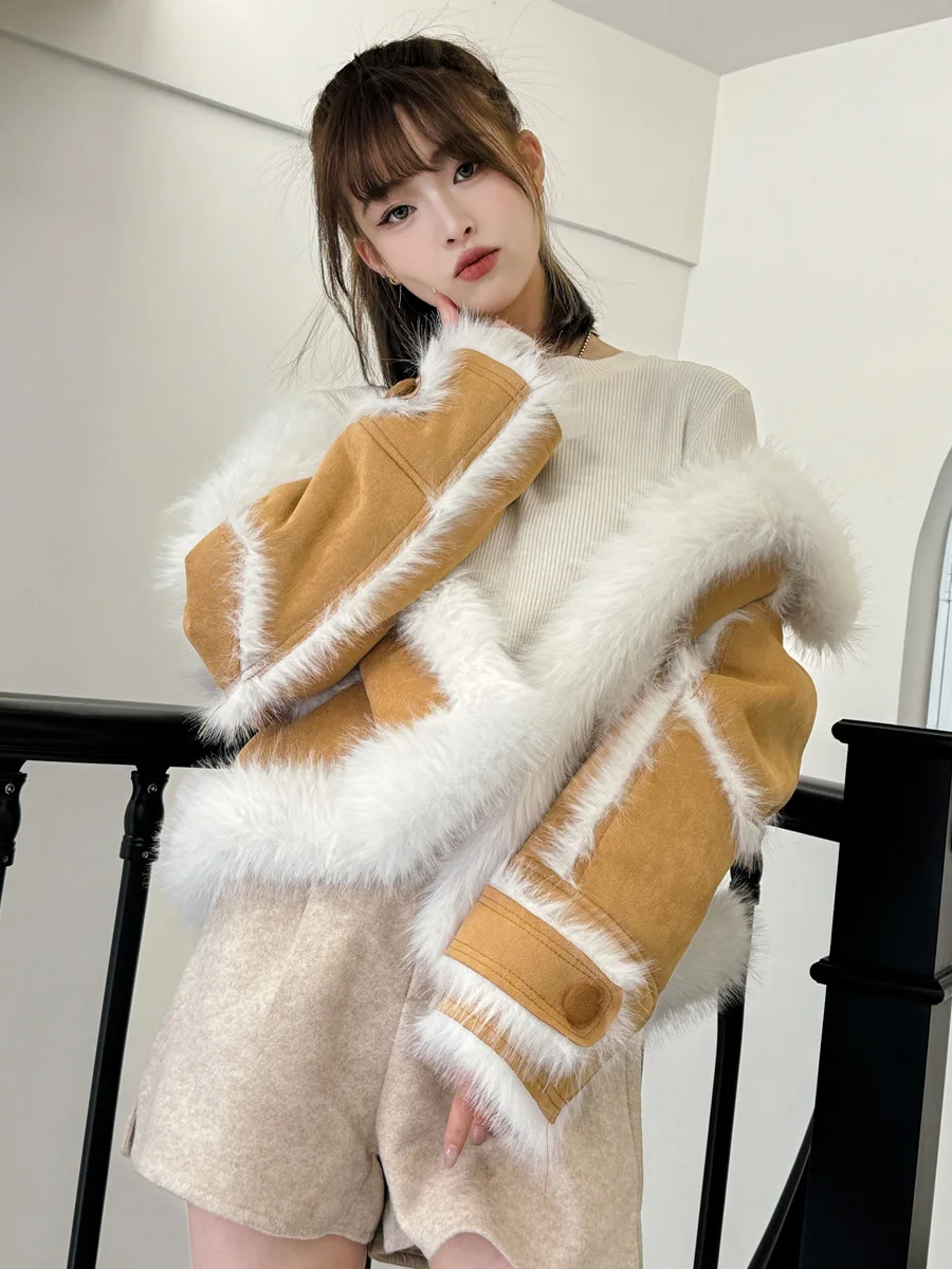 Меховая интегрированная верхняя одежда для женщин 2024 меховая новая зимняя с