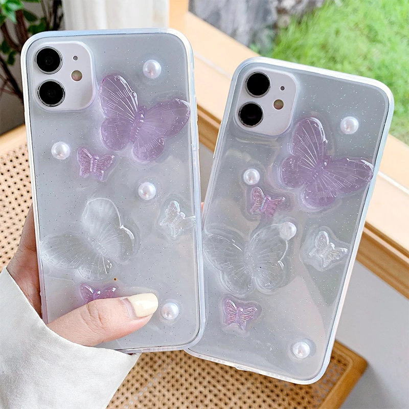 

3D Epoxy Phone Case For Iphone 12 Pro Max Funda IPhone 11 13 14 Pro Max X XR XS Max 7 8 Plus 12 Mini SE 2020 Glitter Clear Cover