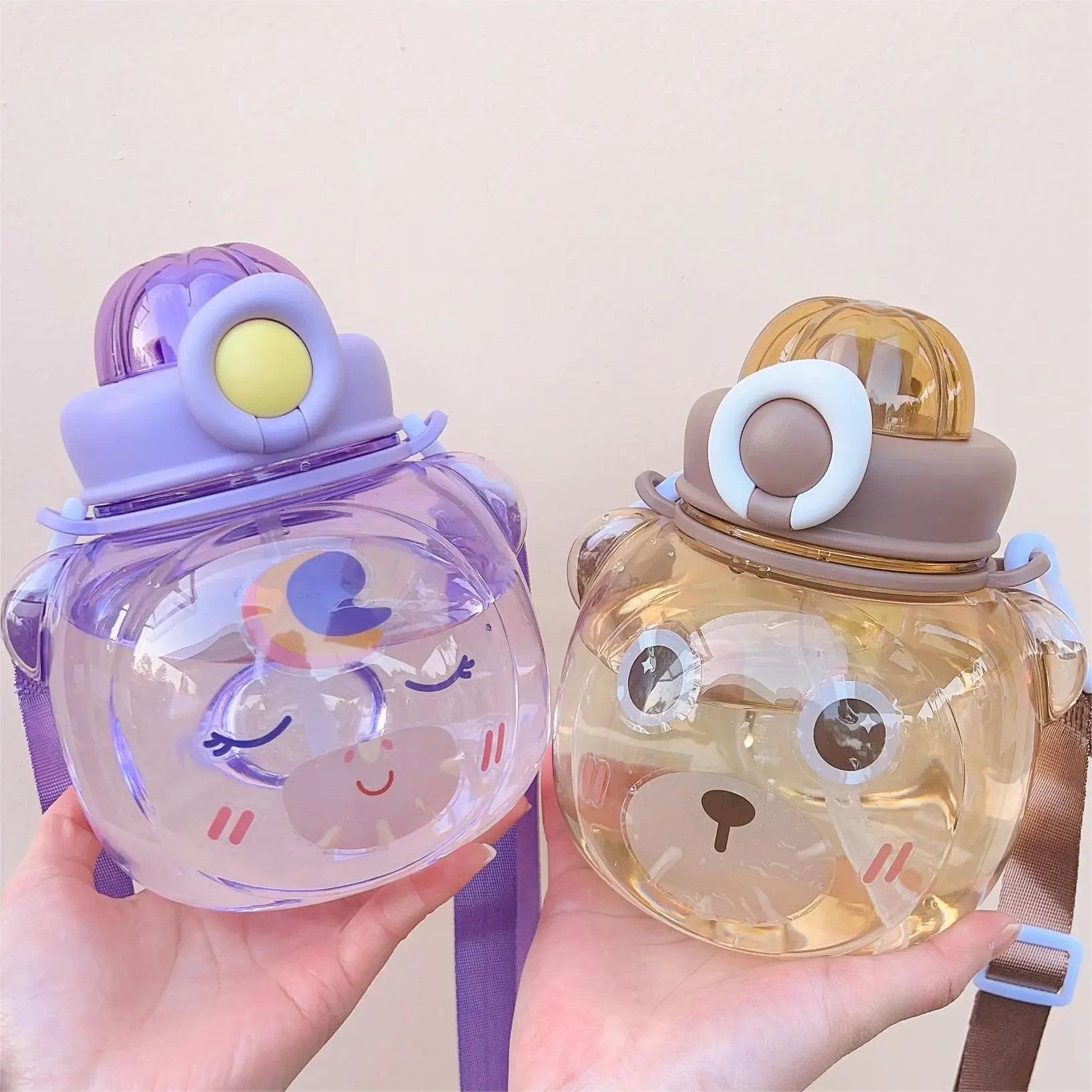 

Оптовая продажа с фабрики, пластиковые чашки с тыквенным медведем, детские чашки с милым мультяшным медведем, пластиковые чашки, новые двойные пластиковые чашки с животными.