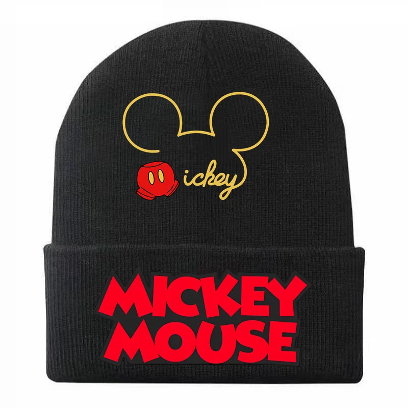 Милая Детская шерстяная вязаная шапка для защиты ушей с Микки и Минни Маус