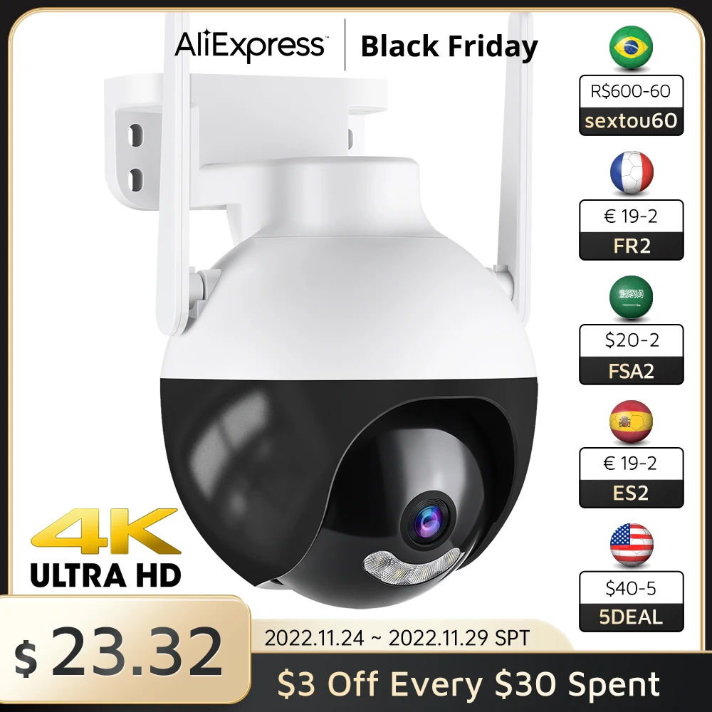 4K 8MP WiFi PTZ Camera 4MP Ai Human Detection Video Surveillance Outdoor Color IR Night Vision Cloud CCTV Home Security Camera