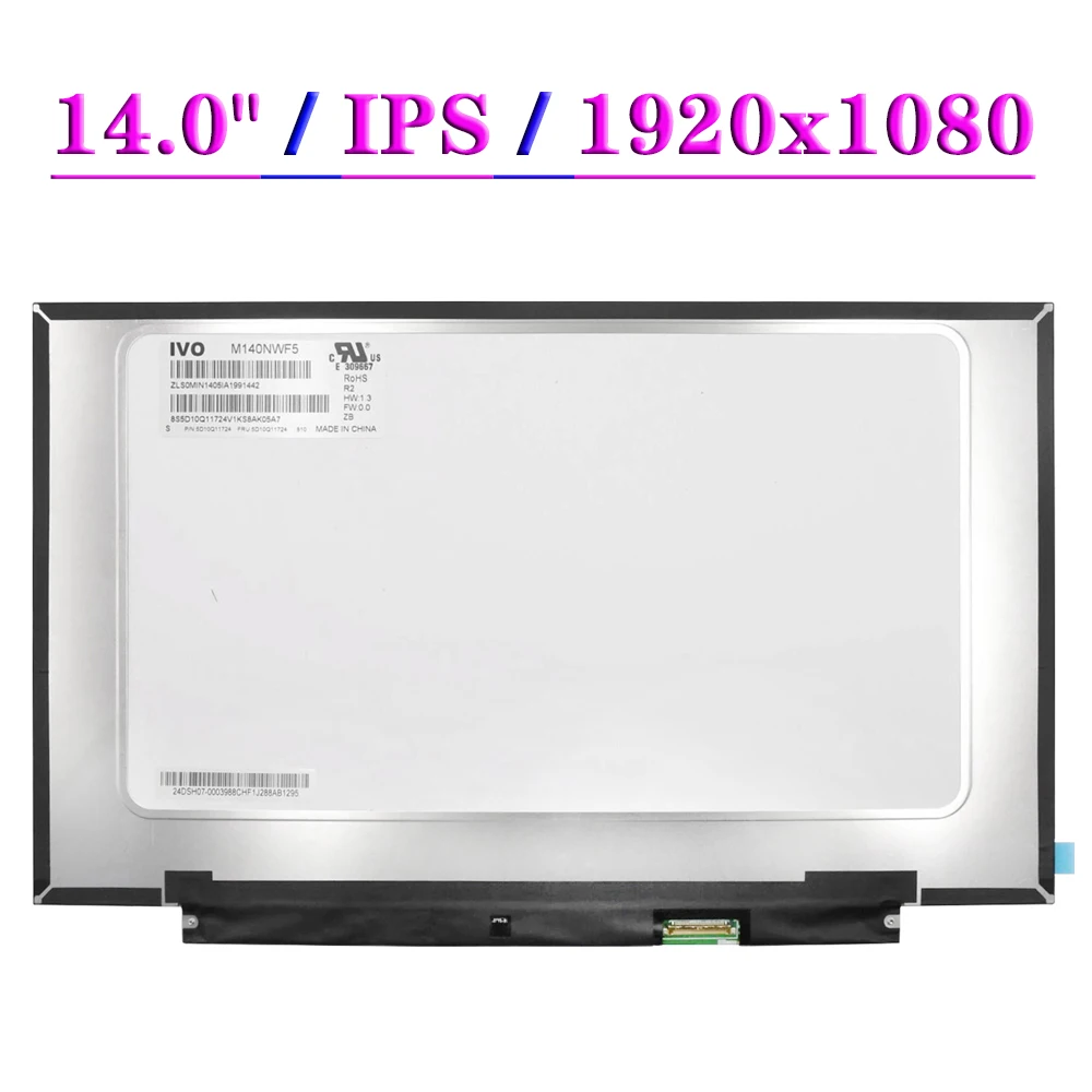 

14-дюймовая IPS ЖК-панель LM140LF2L02 LM140LF2L03 LM140LF2L01 LM140LF2L05 M140NWF5R2 M140NWF5RF 30-контактный FHD проекционный экран