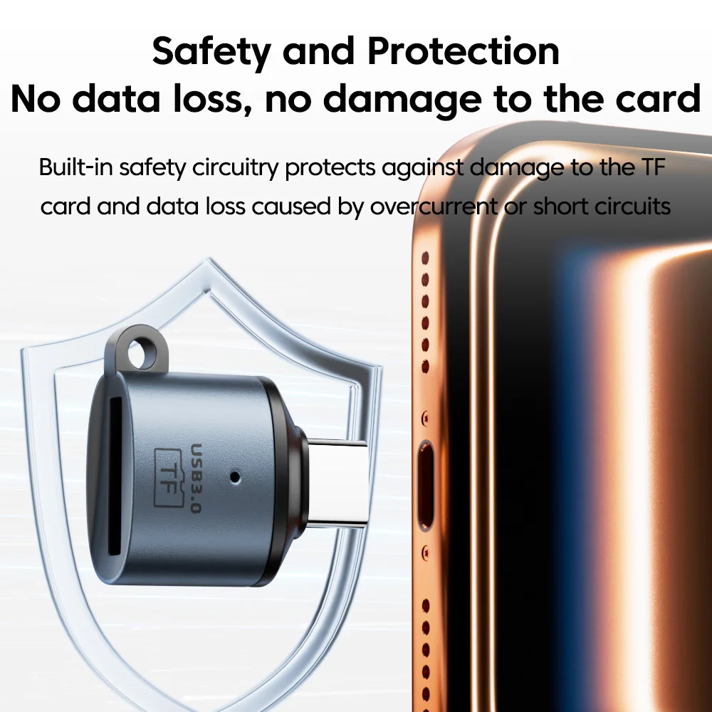 Фото USB-адаптер для чтения карт TF (microSD) для iPhone, USB 3.0, USB-C/Type-C, OTG-адаптер для карт памяти TF для Samsung/Xiaomi/планшетов №4