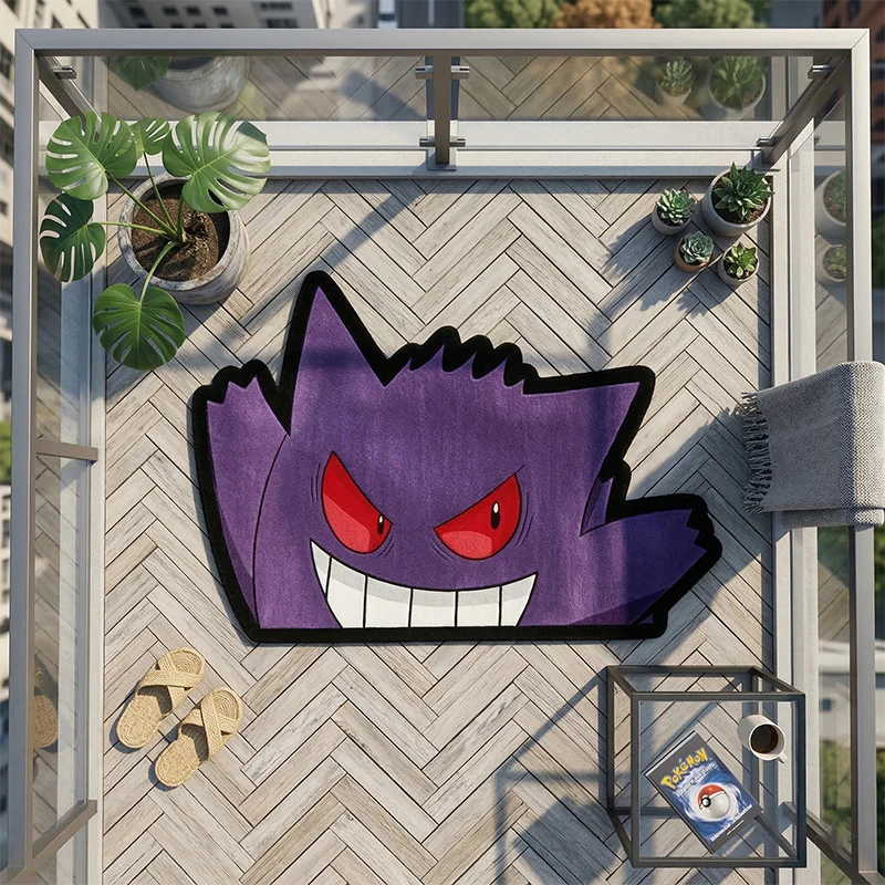 Фото Коврик Pokemon Gengar, милый фиолетовый коврик с изображением призрака, коврик нестандартной формы для спальни, игровой комнаты, противоскользящий, для домашнего декора №4