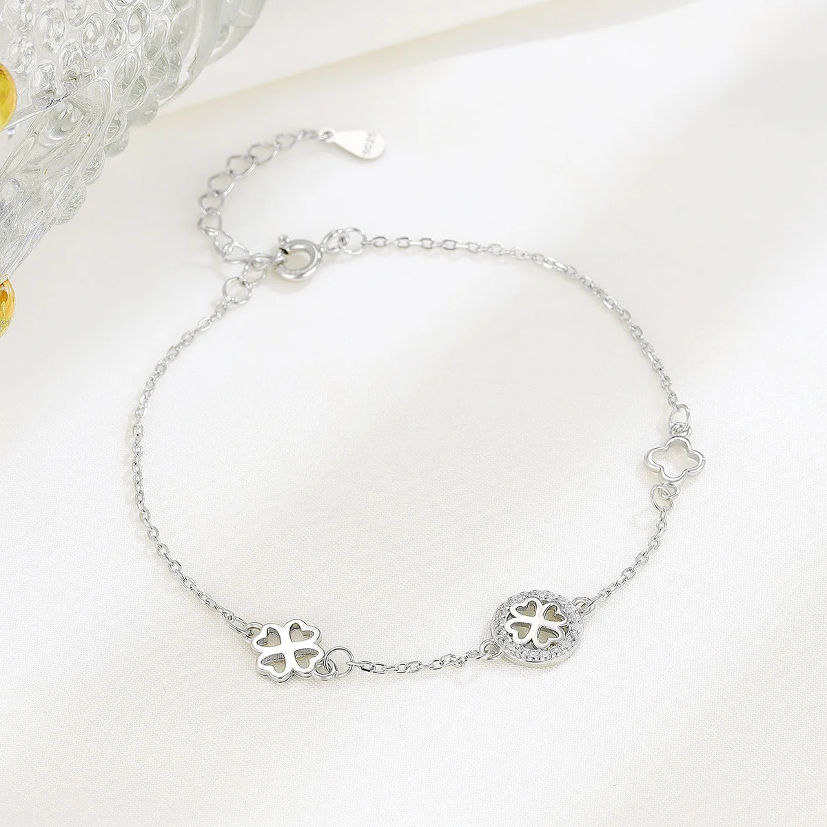 Шикарный и уникальный браслет из чистого серебра S925 с бриллиантовой