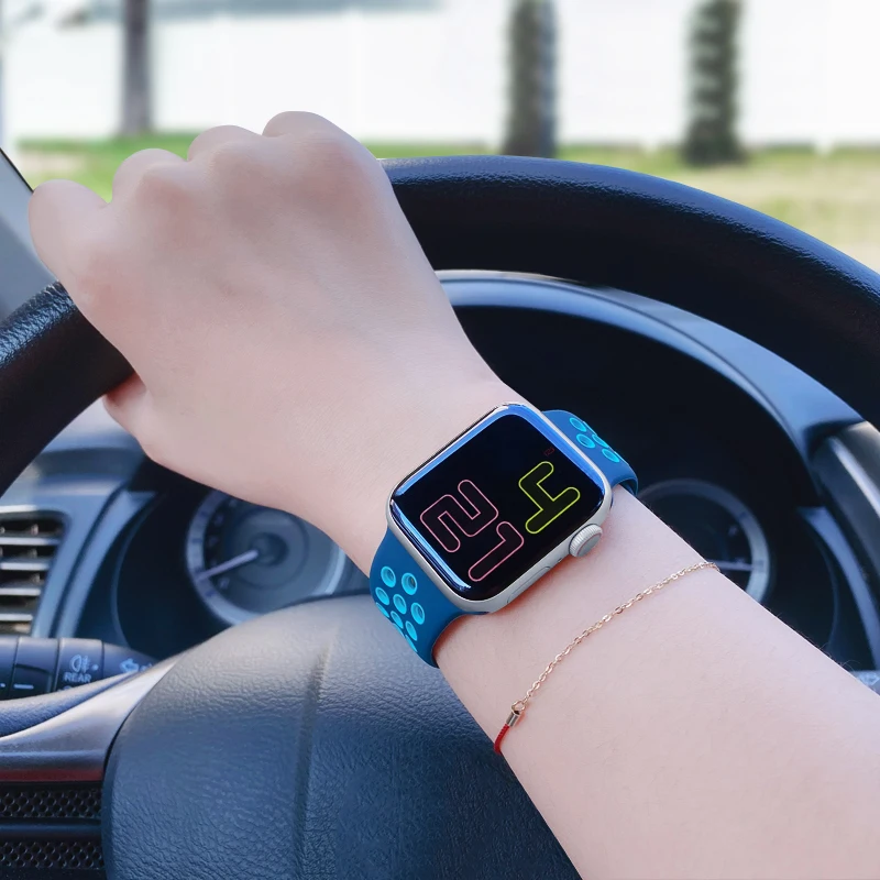 Ремешок силиконовый для Apple Watch band 44 мм 40 45 41 38 42 браслет наручных часов iWatch Series 3 4 5 6