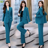 fashion casual pants suit the new korean pop lapel loose pants blouse professional suit two piece women elegant set