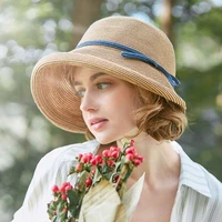 hepburn style straw hat women age reduction face small curly edge sunhat female summer beach hat japan holiday party cap upf50