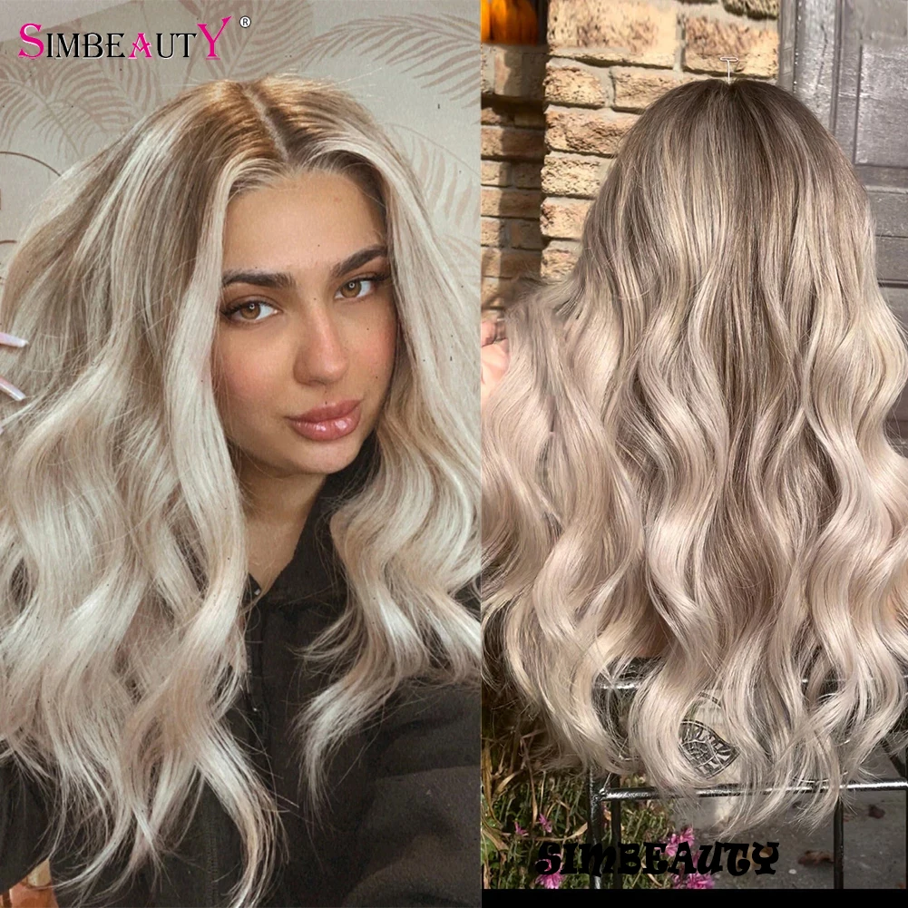 

Indian Ombre Platinum Blonde 200Density Wavy Transparent 13x6 Deep Part Lace Front 100% Human Hair Wigs with Bleached Knots