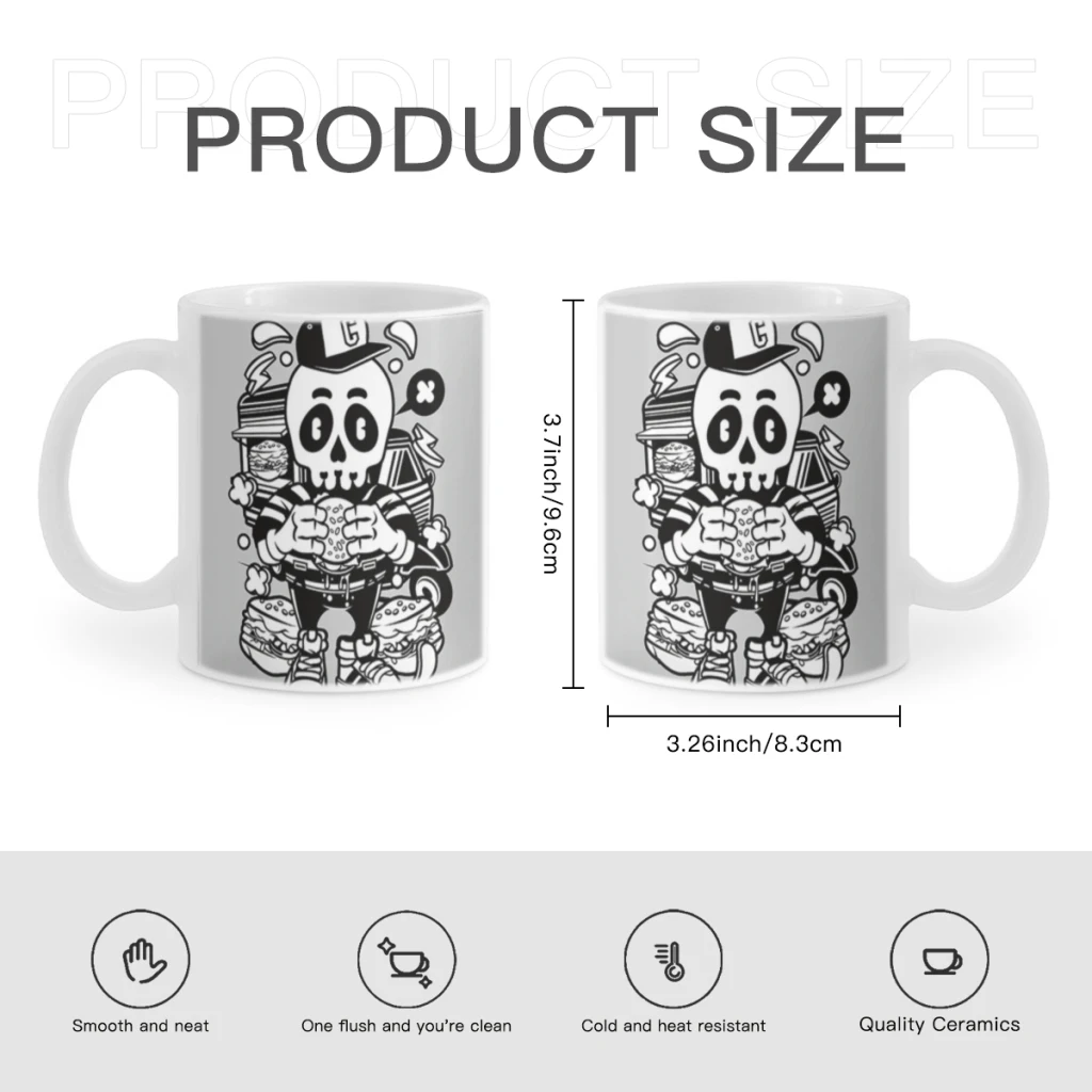 Кофейная кружка с принтом черепа 11 унций забавная керамическая чашка для кофе