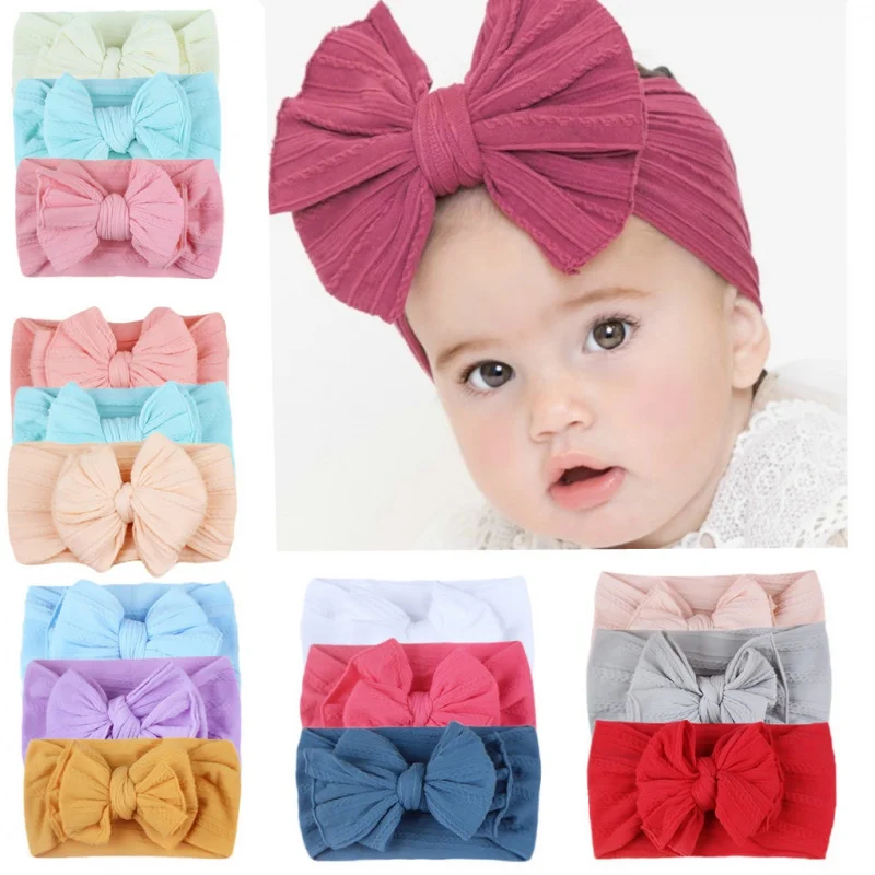 

3-Piece Suit New Baby Jacquard Bow Hair Band Beautiful Soft Children's HairBand Hair Accessories