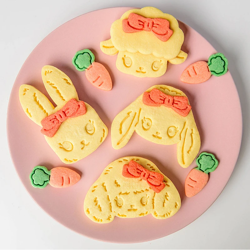 

Easter Bunny Cookie Embossed Mold Cartoon Little Sheep Biscuit Cutter Animal Pattern Fondant Cookie Mold Cake Decorating Tools