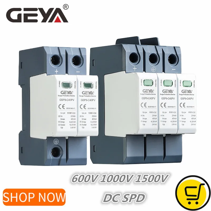 GEYA GSP9 DC стабилизатор напряжения PV SPD 600V 1000V 1500V 20KA 40KA SPD 2P 3P стабилизатор напряжения устройство защита от вспышки