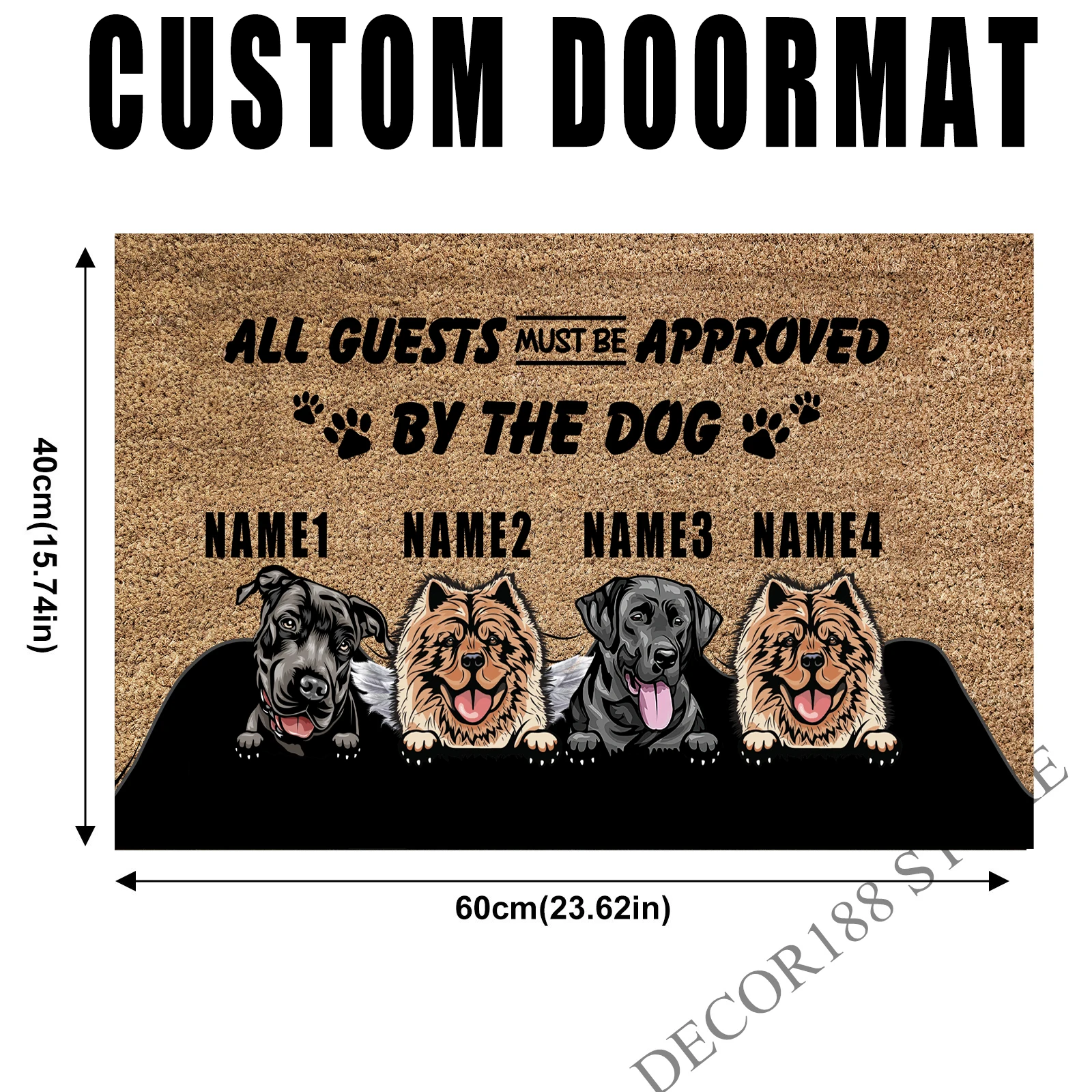 

All Guests Approved By The Dog Custom Name Doormat Rug Personalized Cartoon Pets Floor Mats Carpet Custom Gifts Decor Accessory