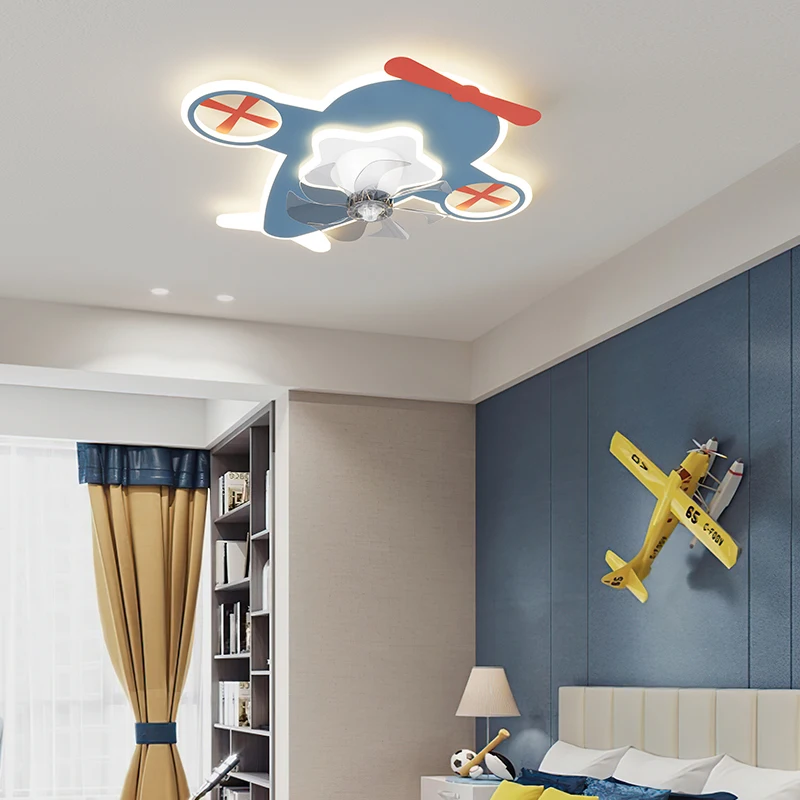 

Simple Children's Room Cartoon Fan Rocket Cloud Ceiling Fan Lamp Home Bedroom Chandelier With Electric Fan Indoor Ceiling Lights