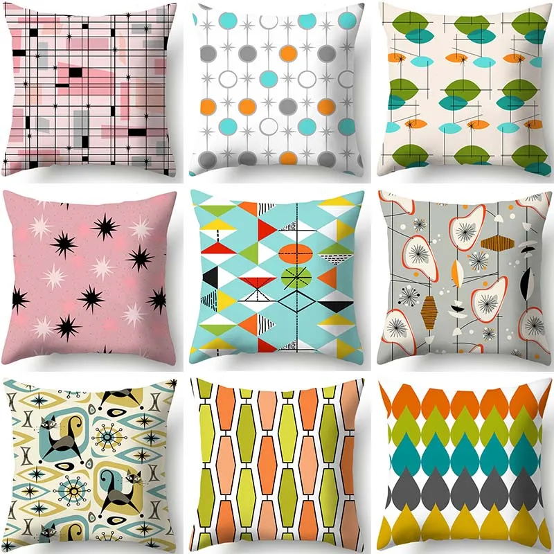 

Geometric Print Pillowcase Colorful Modern Home Decor Car Sofa Cushion Cover 45x45cm