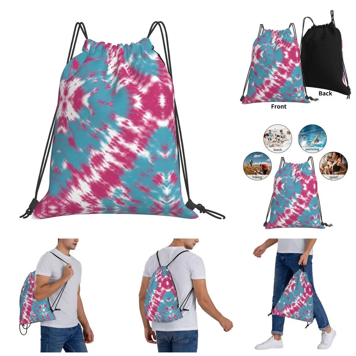 

Backpack Casual Drawstring Bags Gym Bag Tie Dye (6) Novelty Drawstring Backpack