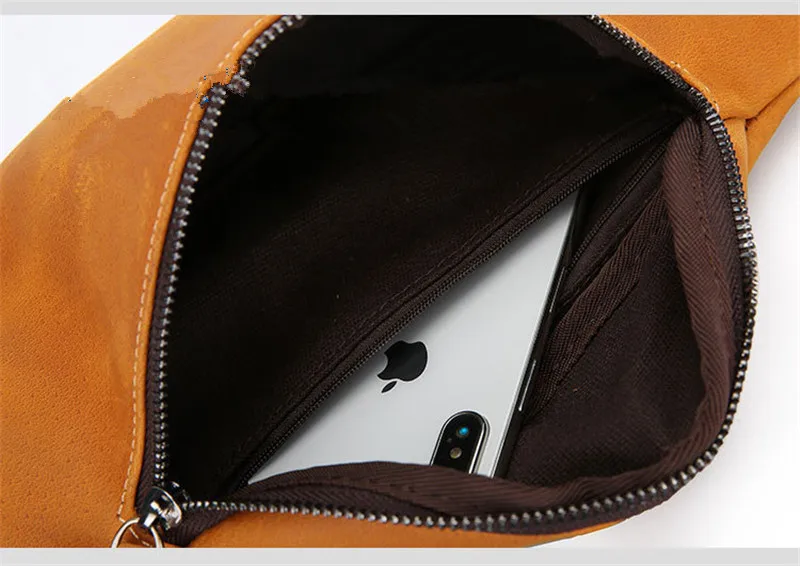 Retro first layer Crazy Horse cowhide zipper men's chest bag casual natural real leather multifunctional fashion phone waist bag