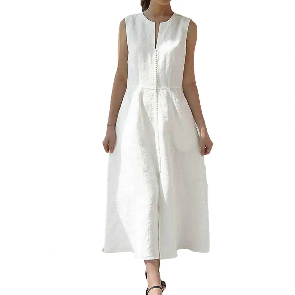 

Elegant Dress Breathable Casual Dress Summer Split Hem Beach Casual Dress