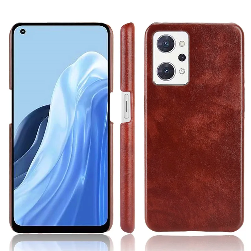 Oppo Reno 7A Reno7A Case Litchi Skin PU Leather Hard Back Cover Phone Case for OPPO Reno 7A Reno7A Shockproof Leather Skin Case