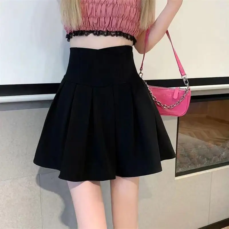 

Fashion Women Zipper High Waist Mini Skirt Korean Style Anti-Glare Pleated Skirt Female Show Leg Length A-Line Skirts