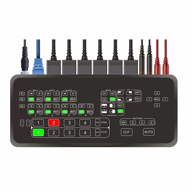 

UCS100A Multi-format 4 HDMI Inputs Multi Camera Production USB3.0 Video Mixer Switcher Capture Card Box For Live Streaming