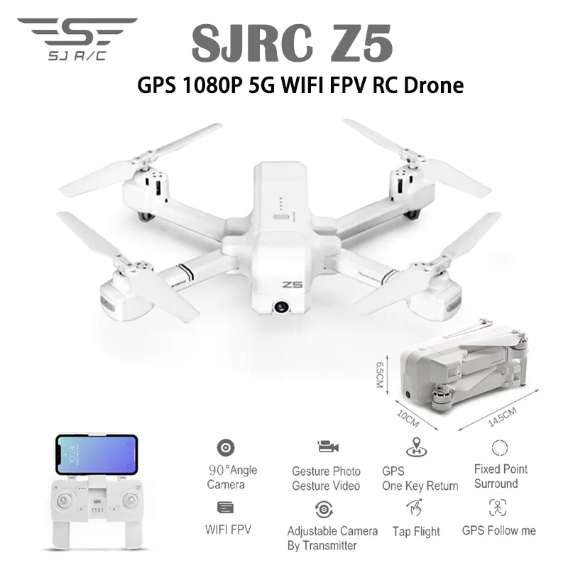 

SJRC Z5 RC Drone RTF With 5G WiFi FPV 1080P Camera Profissional Selfie Folding Optical Flow Quadcopter vs XS809 B5W JJPRO X5 F11