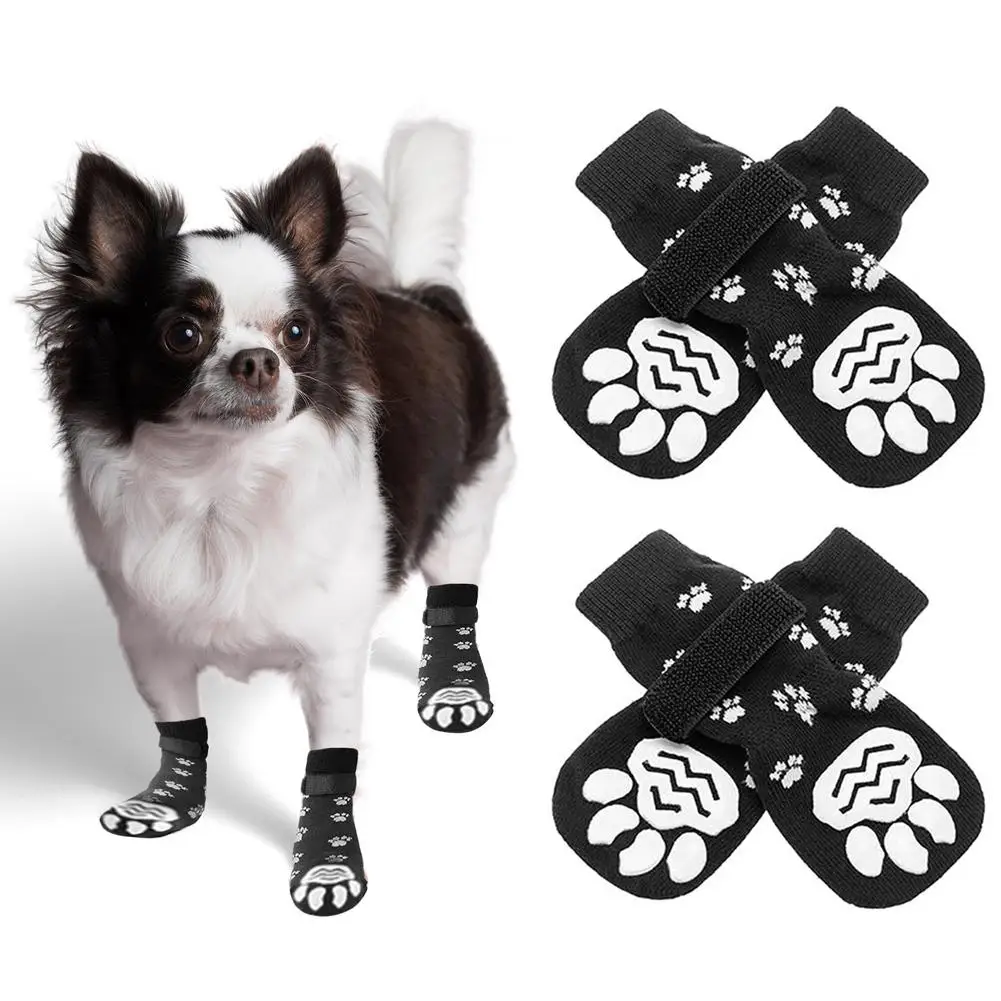 

Pet Dog Winter Anti Slip Socks Small Cat Dogs Knit Warm Socks Traction Control Thick Paw Protector Dog Socks Booties Shoes 4pcs
