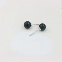 zfsilver 100 s925 sterling silver fashion black obsidian ball beads stud earrings for women jewelry gemstone brincos girl party