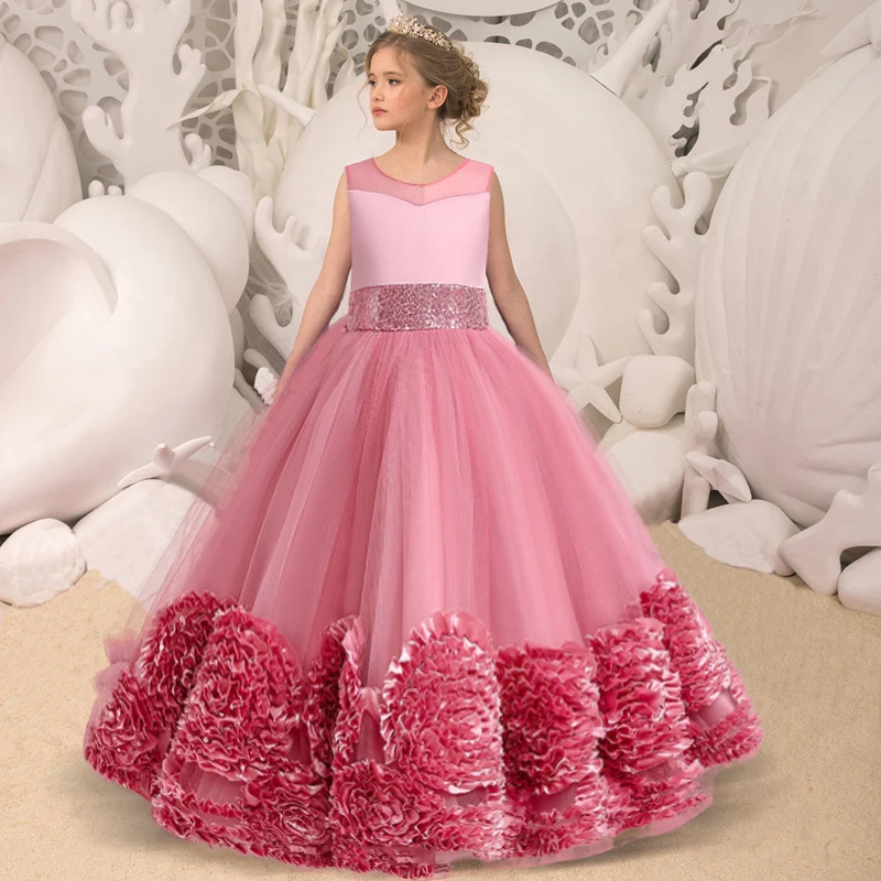 

New 2023 Formal Fluffy Princess Dress Kids Prom Dresses For Girls Children Costume Flower Party Wedding Dress Evening 10 12 Year