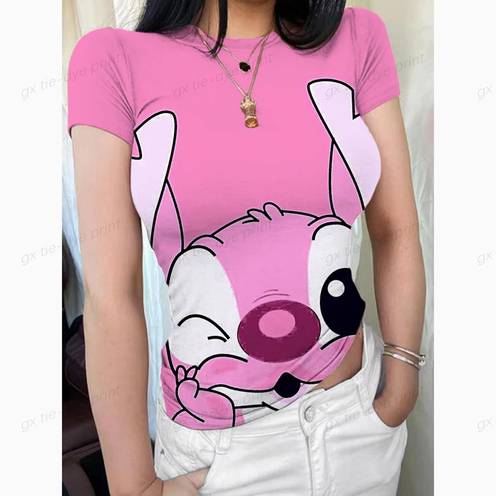 

Женская футболка с круглым вырезом Y2k, модный трендовый летний пикантный топ с коротким рукавом и вырезом, с принтом в стиле Дисней, 2023